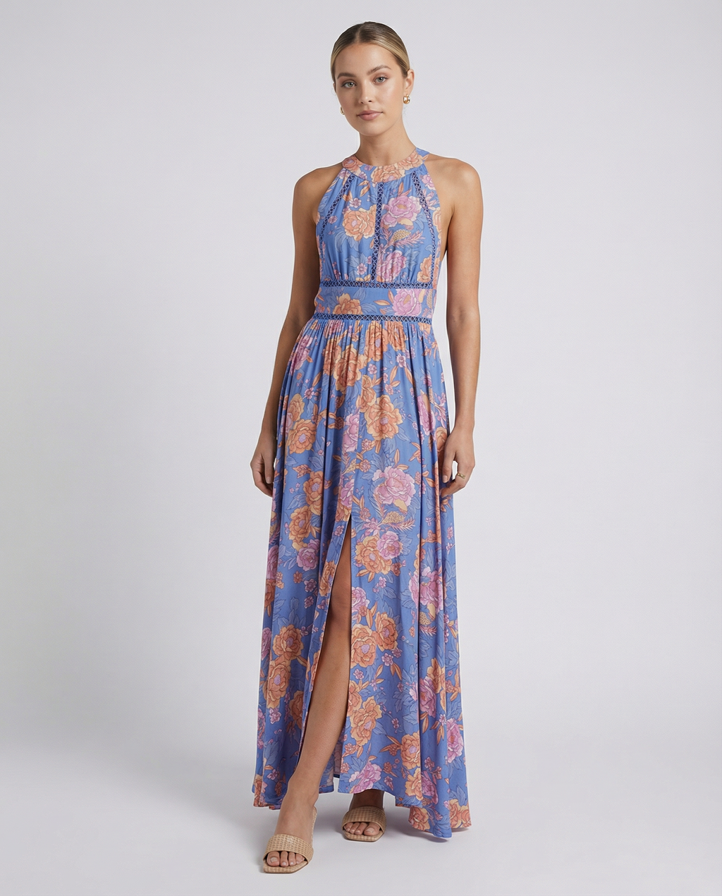 Women's Lightweight Floral Maxi Dress | Breezy Summer Sleeveless Backless Dress 3