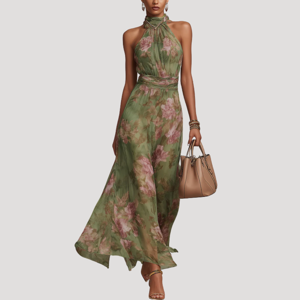 Women's Lightweight Floral Print Maxi Dress | Elegant Summer Dress for Special Occasions 0