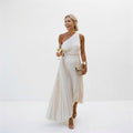 Women's Polyester Maxi Dress | Elegant One-Shoulder Formal Summer Gown 0
