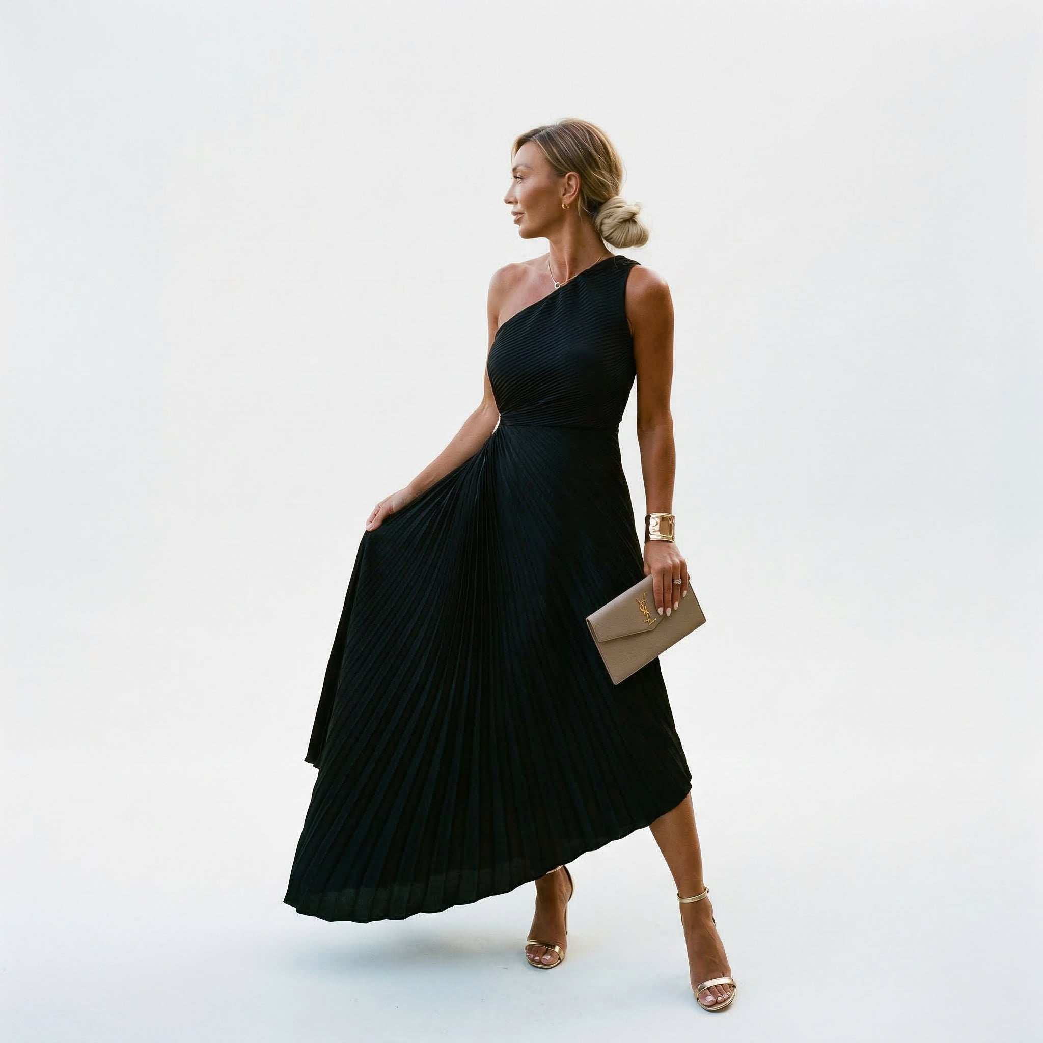 Women's Polyester Maxi Dress | Elegant One-Shoulder Formal Summer Gown 3