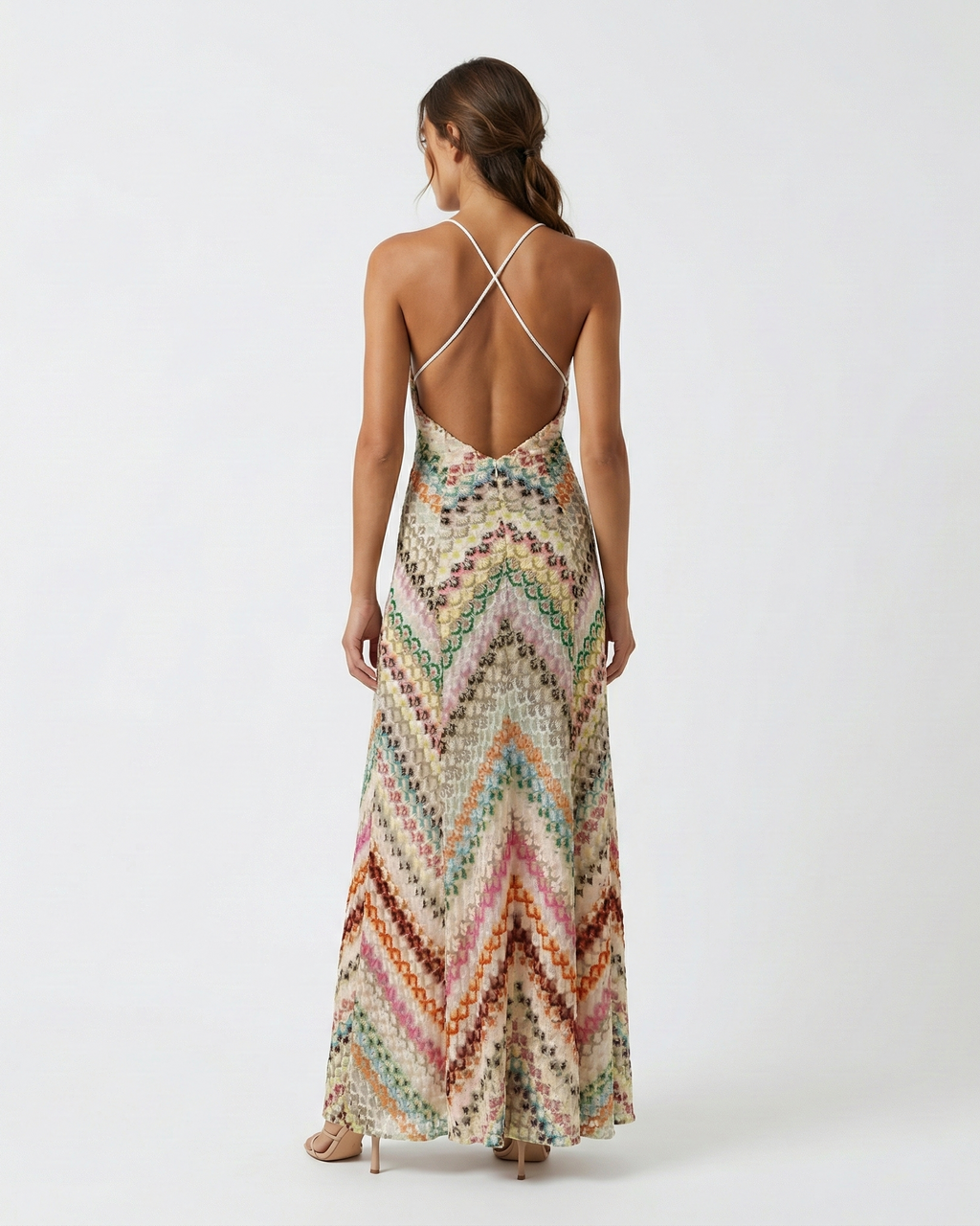 Women's Striped Knit Maxi Dress | Chic Backless Summer Dress with Spaghetti Straps 2