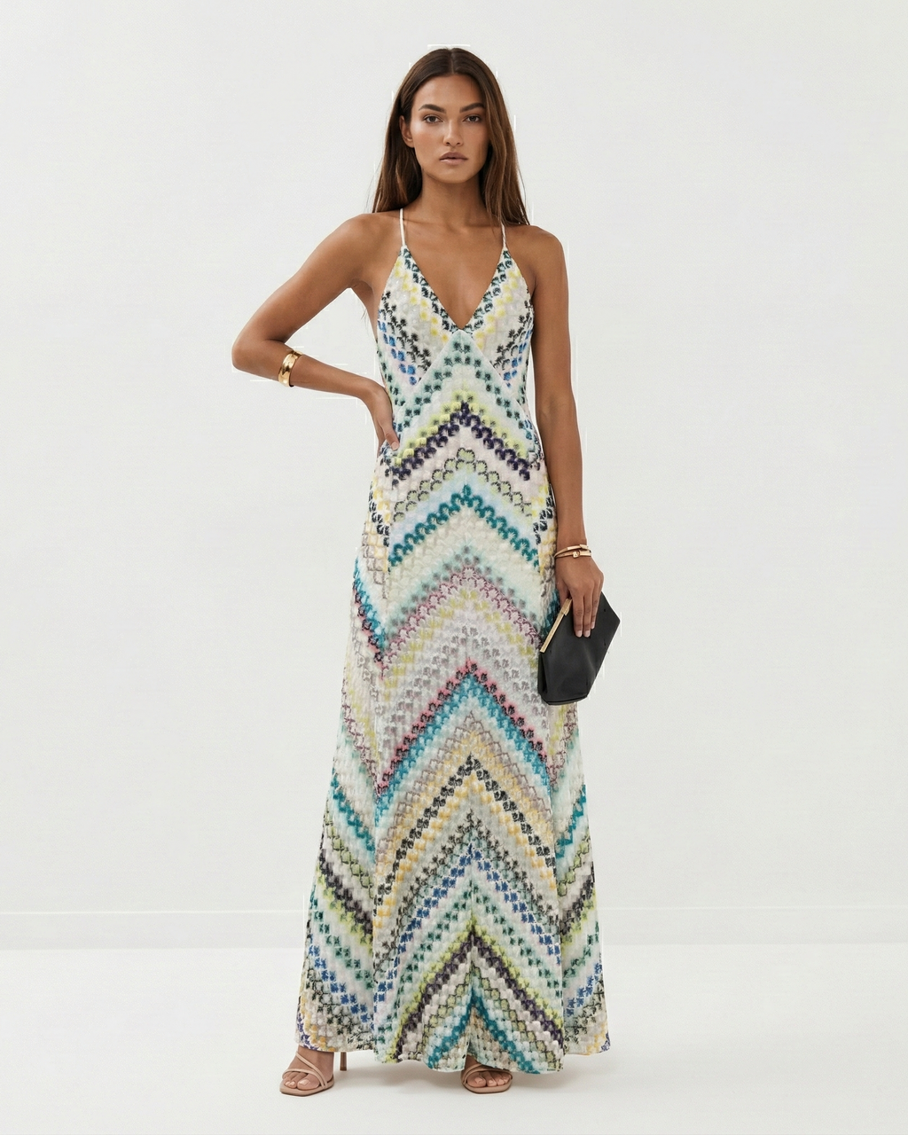 Women's Striped Knit Maxi Dress | Chic Backless Summer Dress with Spaghetti Straps 3