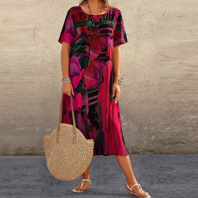 Women's Synthetic Midi Dress | Comfortable Loose Fit Summer Dress 2