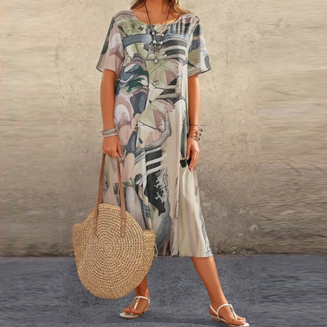 Women's Synthetic Midi Dress | Comfortable Loose Fit Summer Dress 4