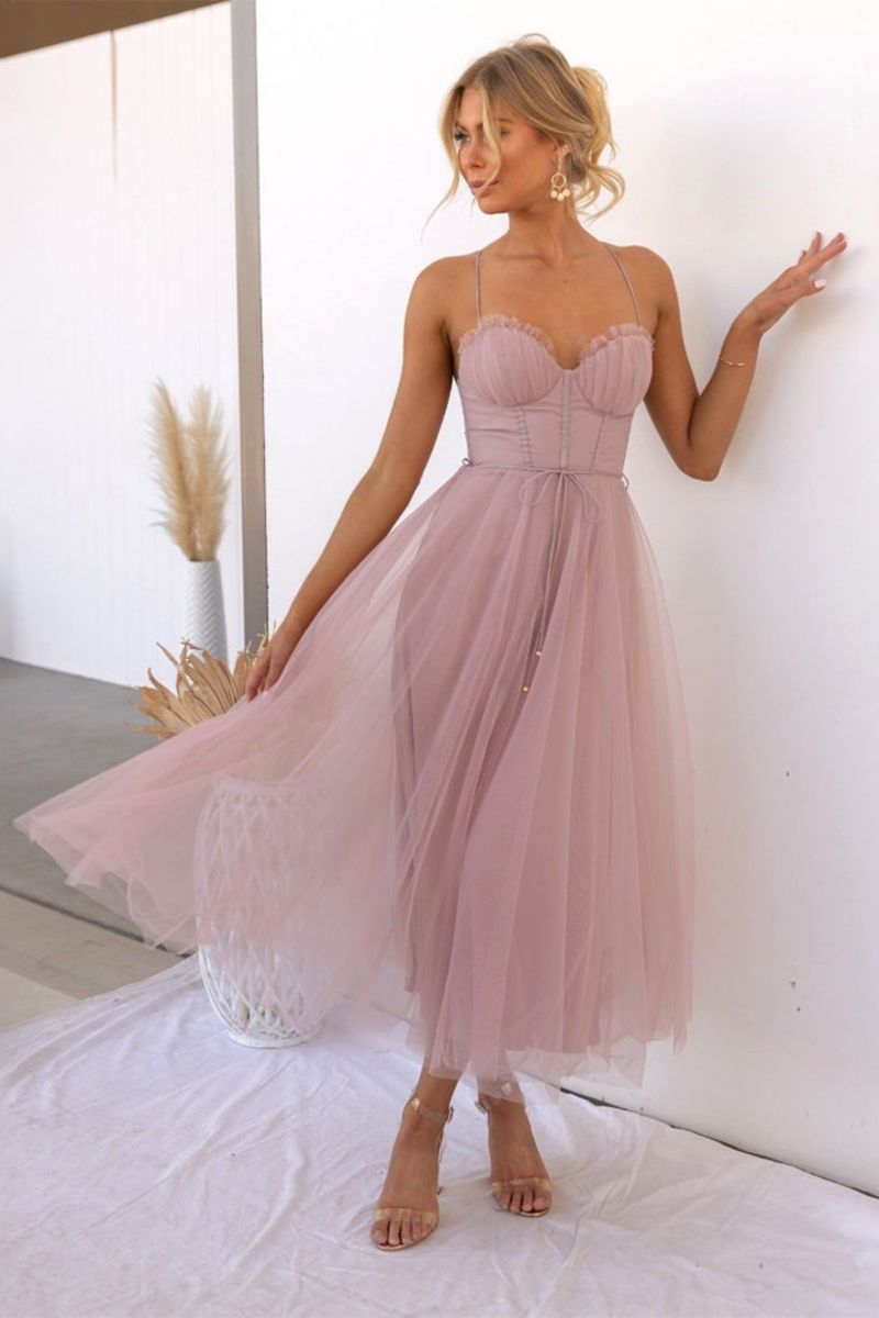 Women's Tulle Midi Dress | Elegant Corset Bodice Cocktail Dress for Formal Occasions 4