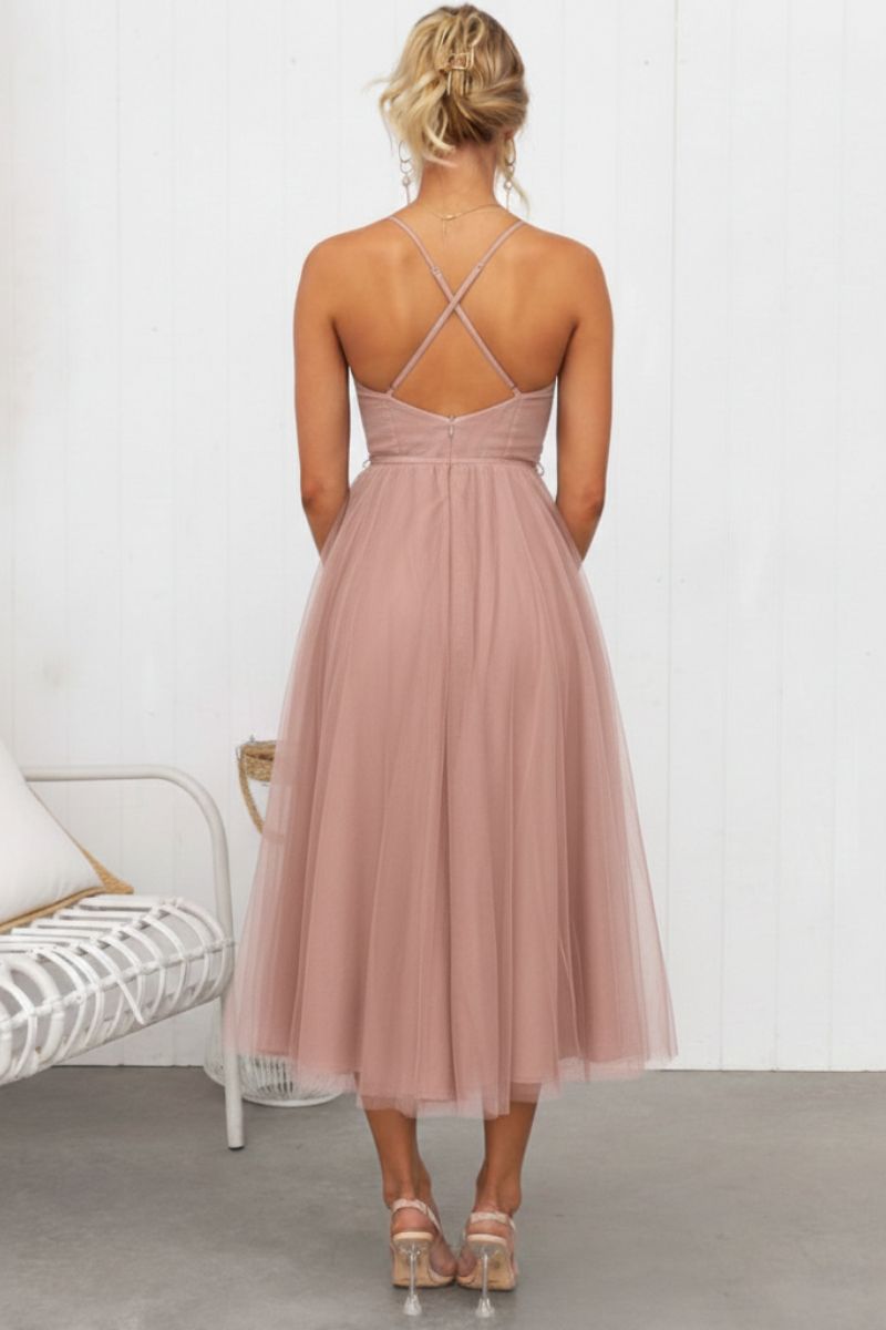 Women's Tulle Midi Dress | Elegant Corset Bodice Cocktail Dress for Formal Occasions 5