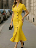 Women's Vibrant Cotton Blend Midi Dress | Retro Chic Collared Self-Tie Belted Summer Dress 0