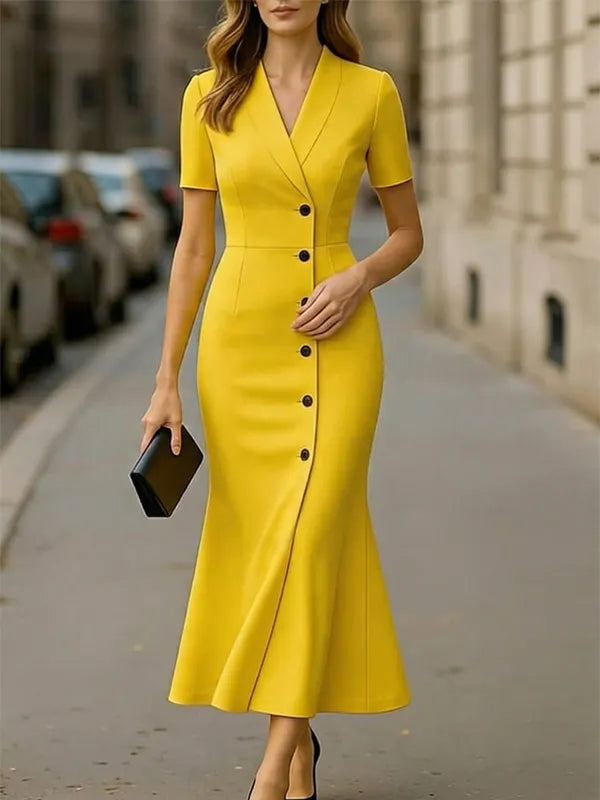 Women's Vibrant Cotton Blend Midi Dress | Retro Chic Collared Self-Tie Belted Summer Dress 1