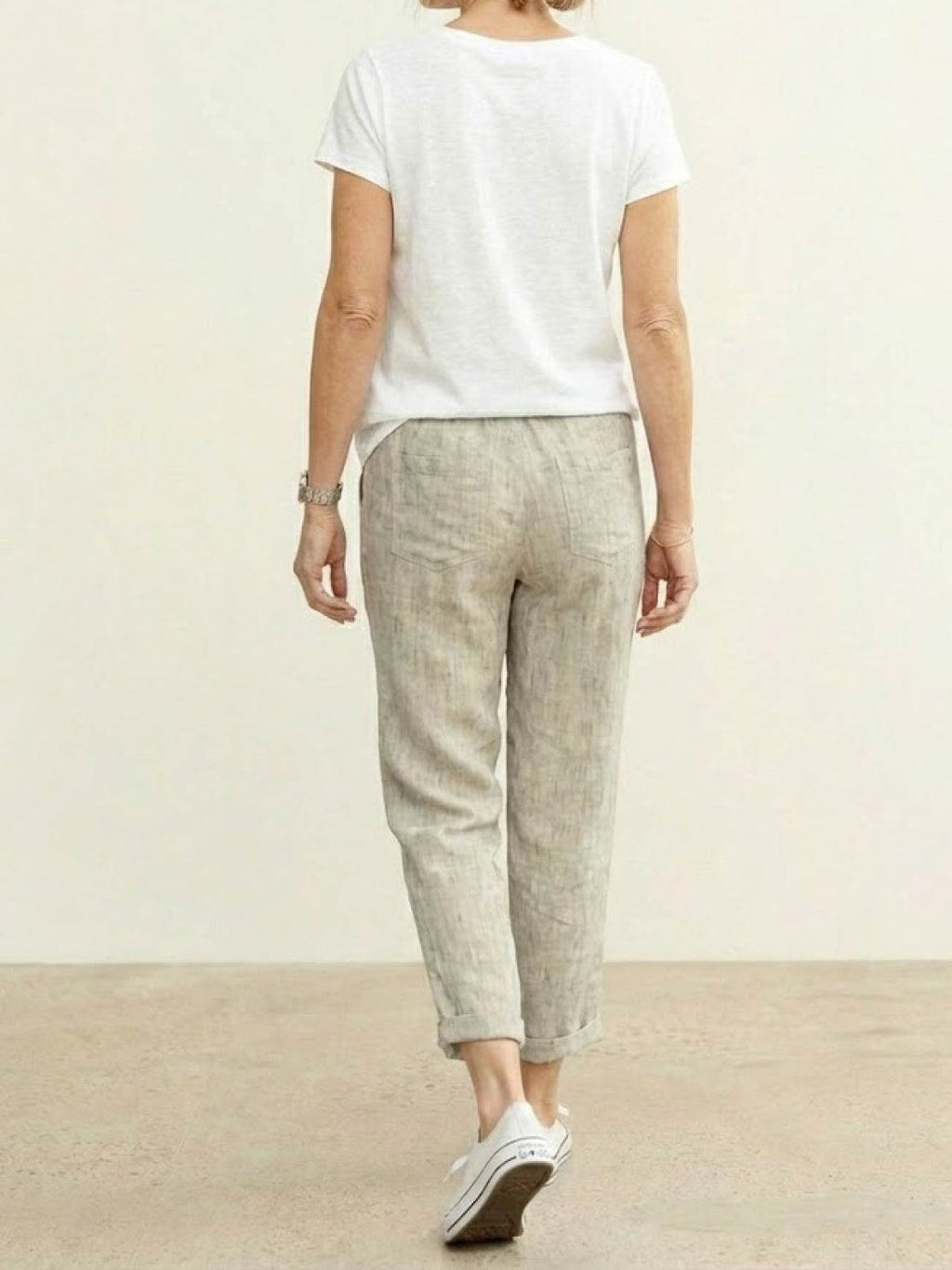 Xelia | Relaxed Tapered Fit Pants with Elasticated Drawstring Waist