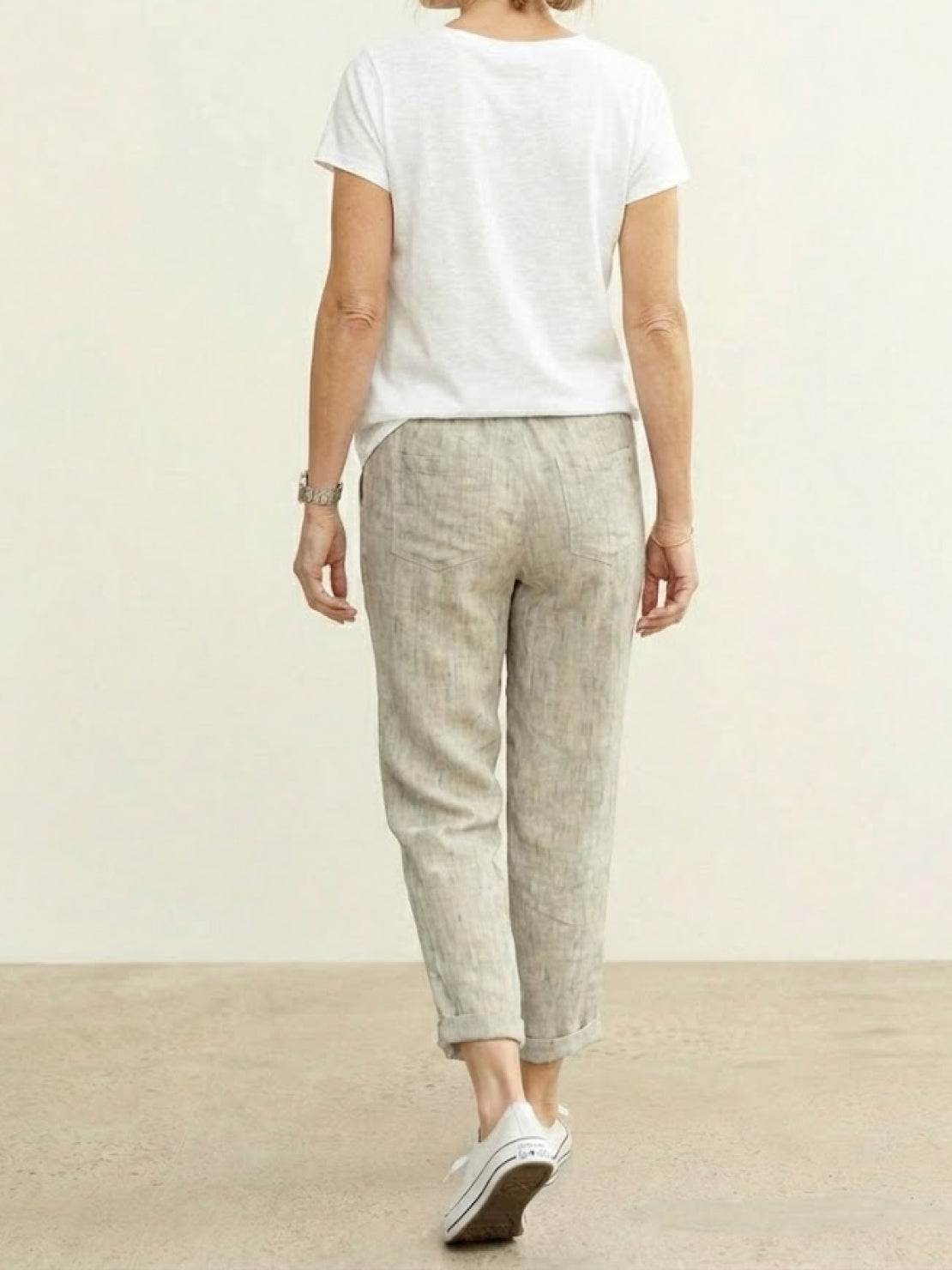 Xelia | Relaxed Tapered Fit Pants with Elasticated Drawstring Waist