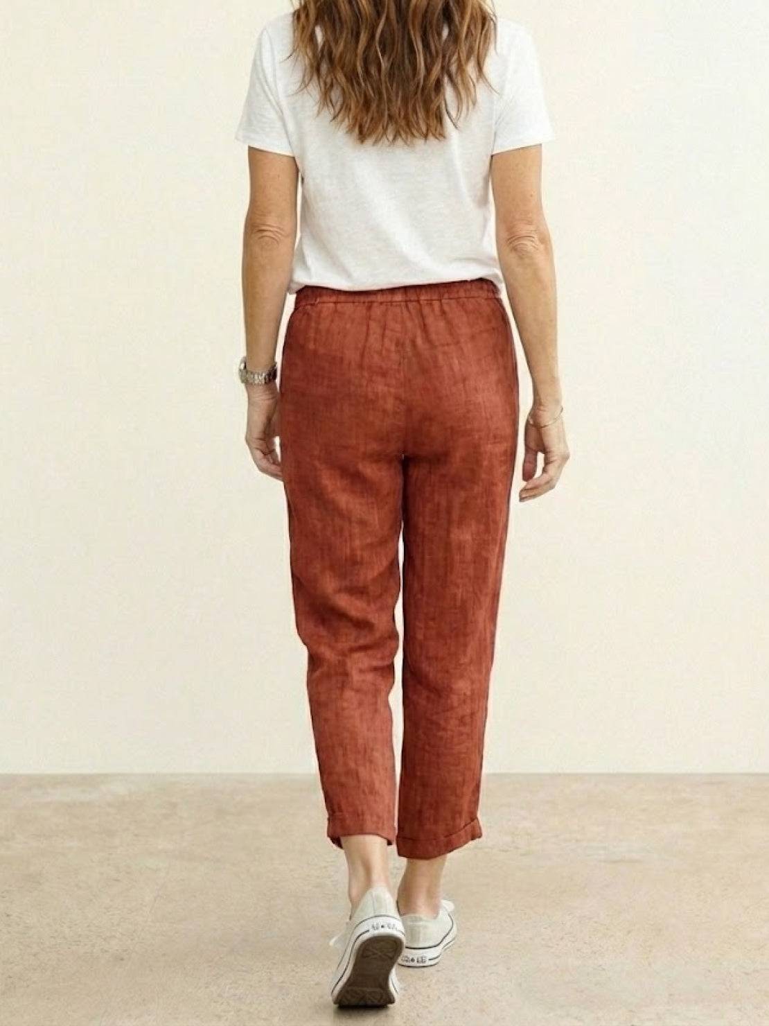Xelia | Relaxed Tapered Fit Pants with Elasticated Drawstring Waist