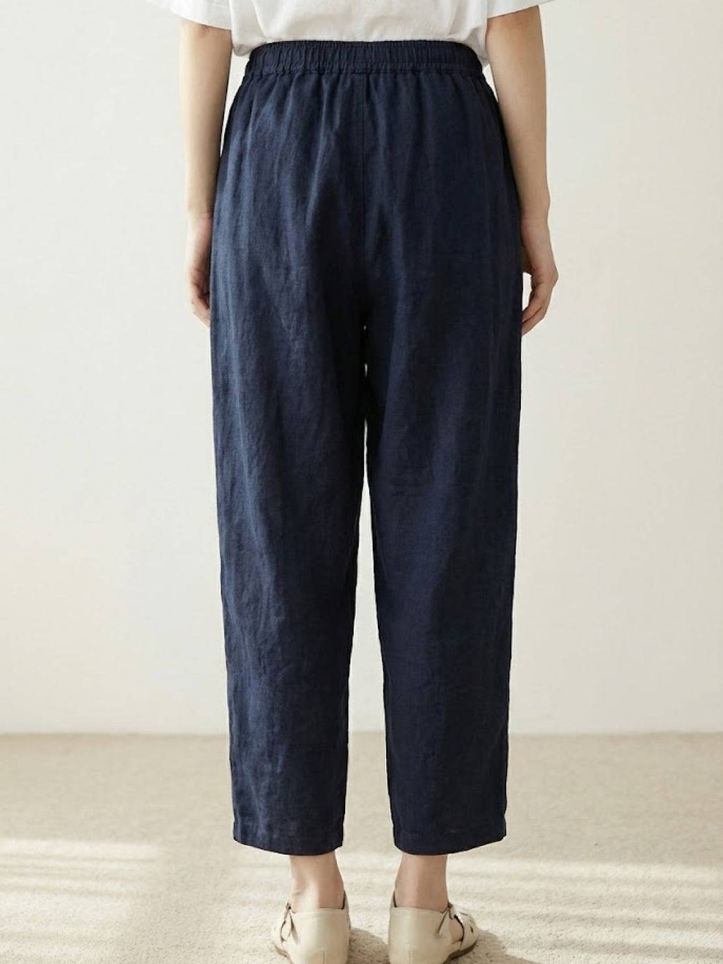Xelia | Relaxed Tapered Fit Pants with Elasticated Drawstring Waist
