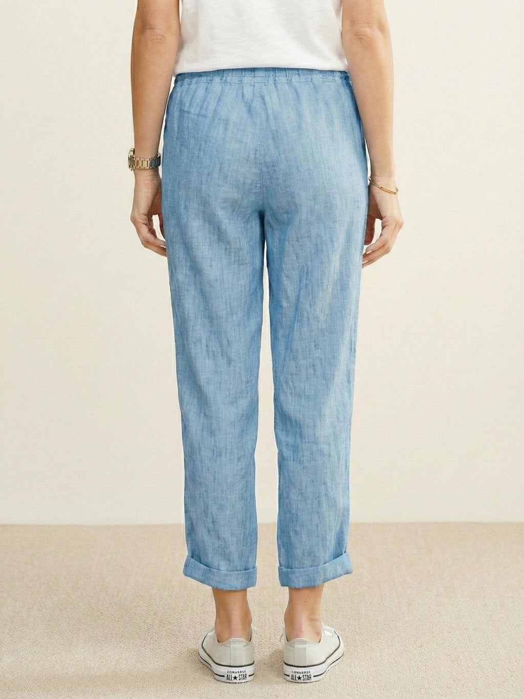 Xelia | Relaxed Tapered Fit Pants with Elasticated Drawstring Waist